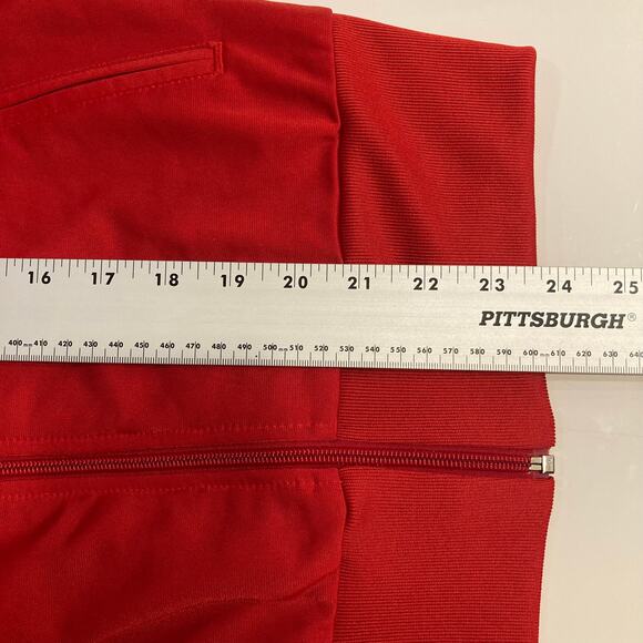 NWT ADIDAS Track Jacket UK 8/US 4 Red Firebird White 3-Stripe Logo Zip Cotton - Picture 10 of 11